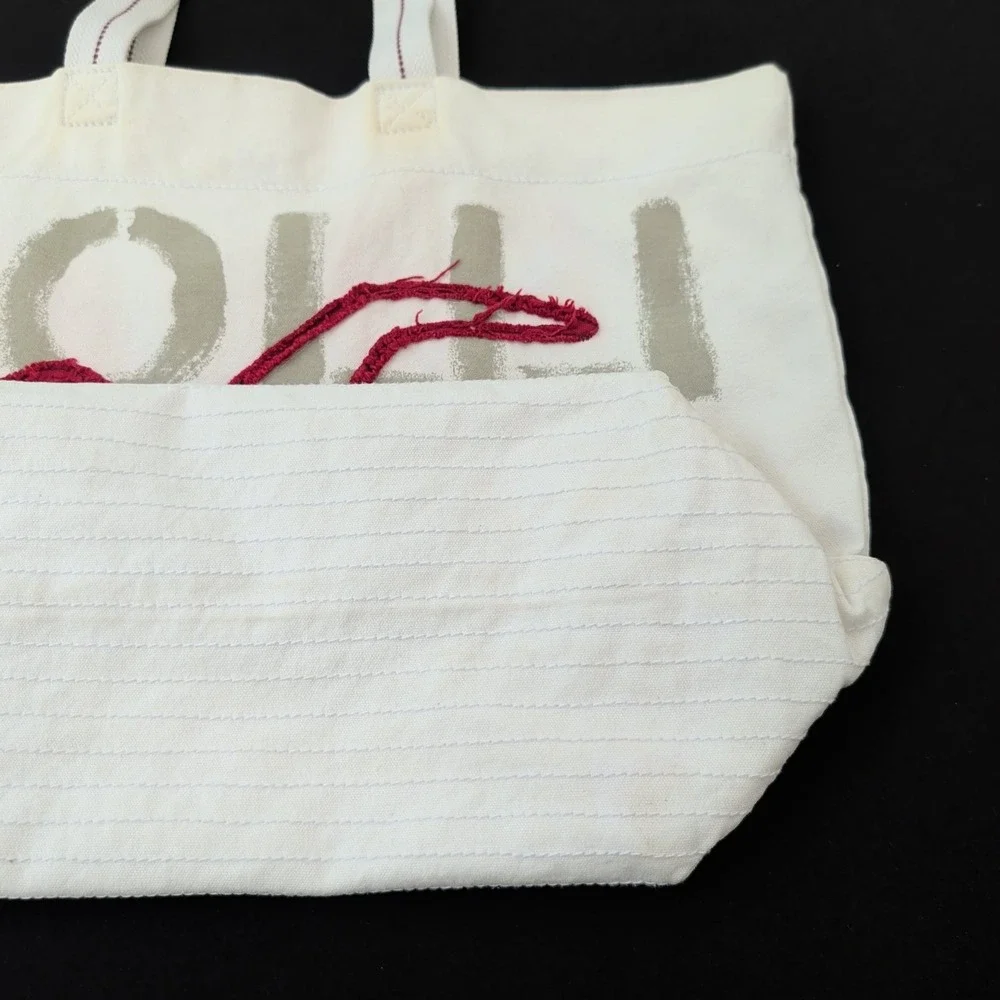 Y2K Hollister Canvas‎ Tote Bag Embroidered Beach Maroon White